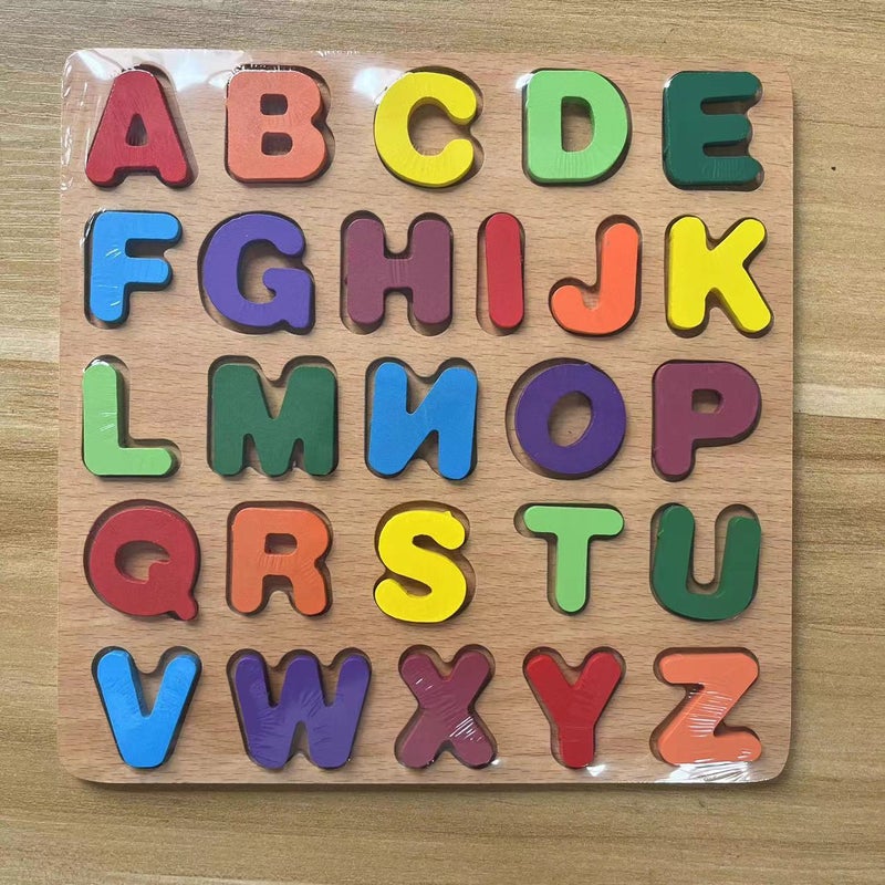 Wooden Children'S Early Education Building Blocks Alphanumeric Shape Color Cognitive Kindergarten Puzzle Board Matching Educational Toys - Image 1